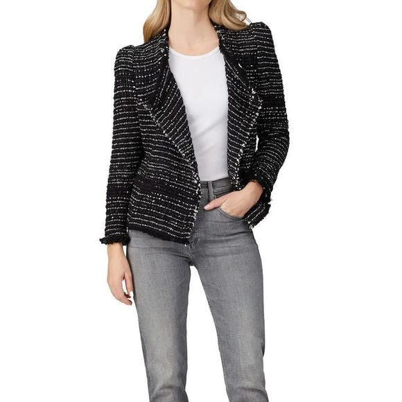 Iro Diana Black Tweed Open Front Jacket